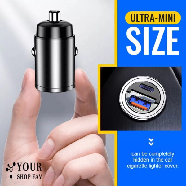 Mini Stealth USB/USB-C Car Quick Charger